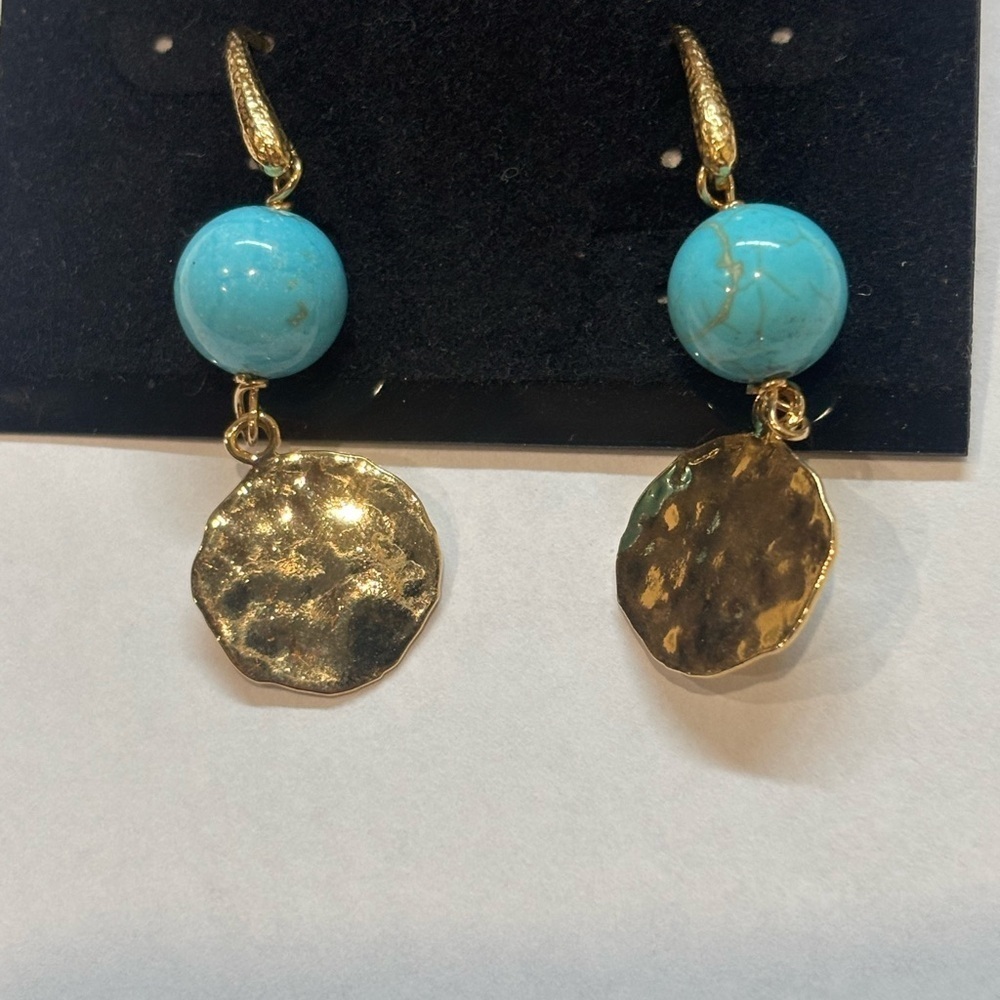 Gold and Turquoise Dangle Earrings
